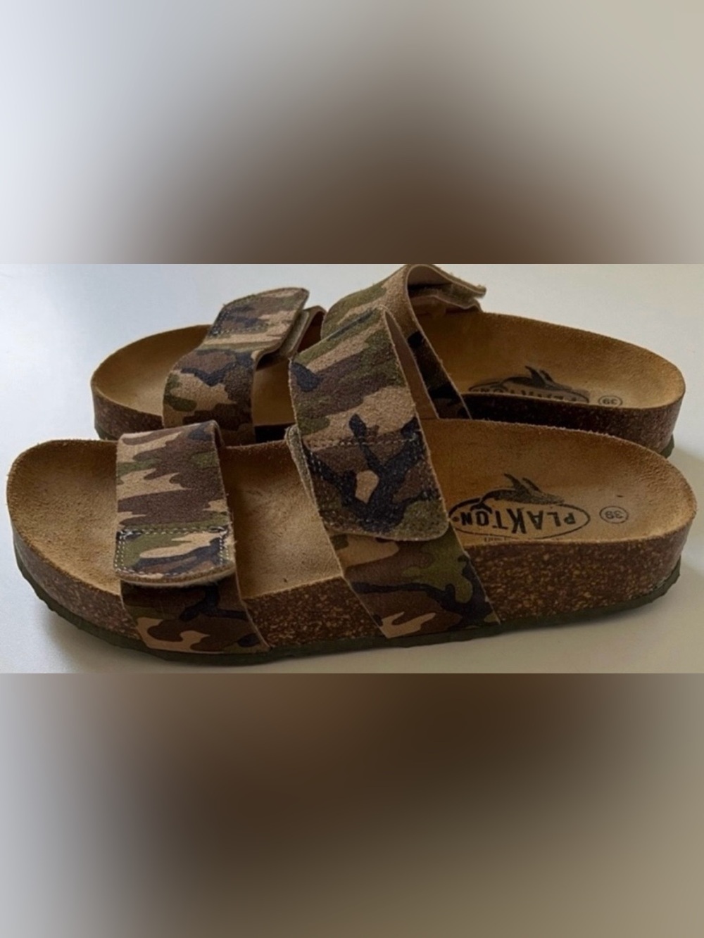 Plakton Camo Slip On Two Strop Sandals 39/ 8-8.5